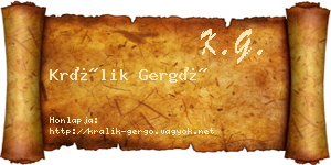 Králik Gergő névjegykártya